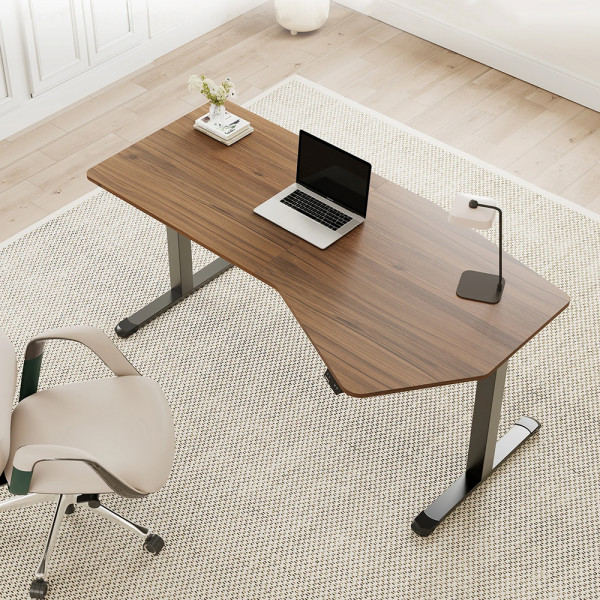 Eureka Ergonomic EDI HTG Unique Shape Office Standing Desk, Walnut  